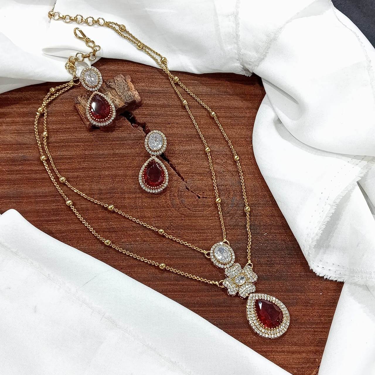 Victorian Polish AD Stones Necklace - Nakshatra Jewels