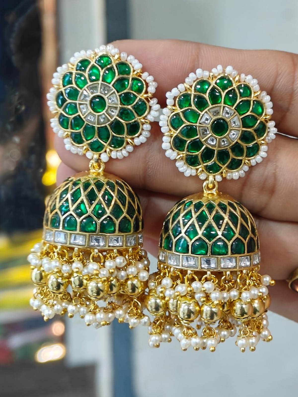 Jaadu Kundan Stones Bridal Earrings