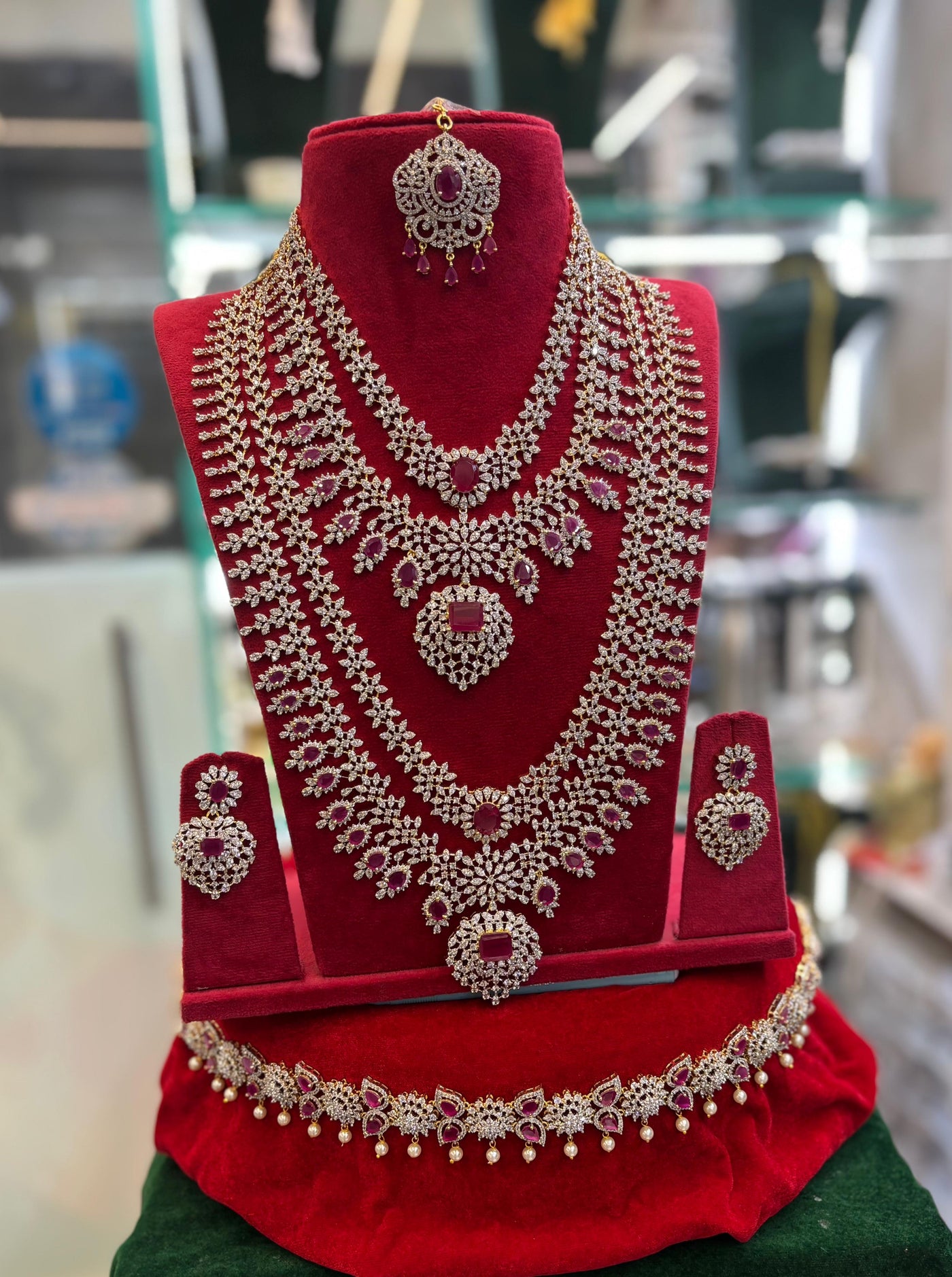 American Diamond Stones Bridal Combo Set