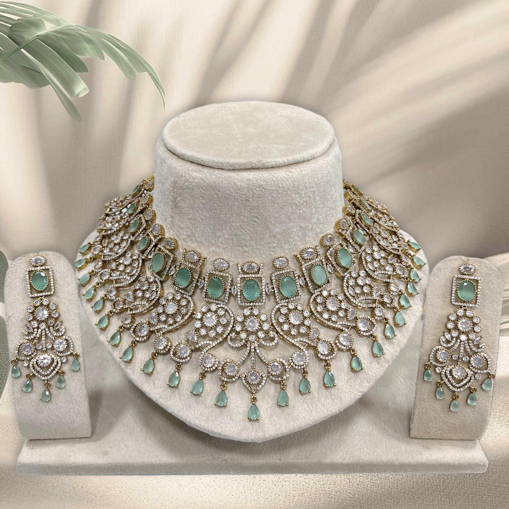 Victorian Polish with AD Stones Bridal Neck Set