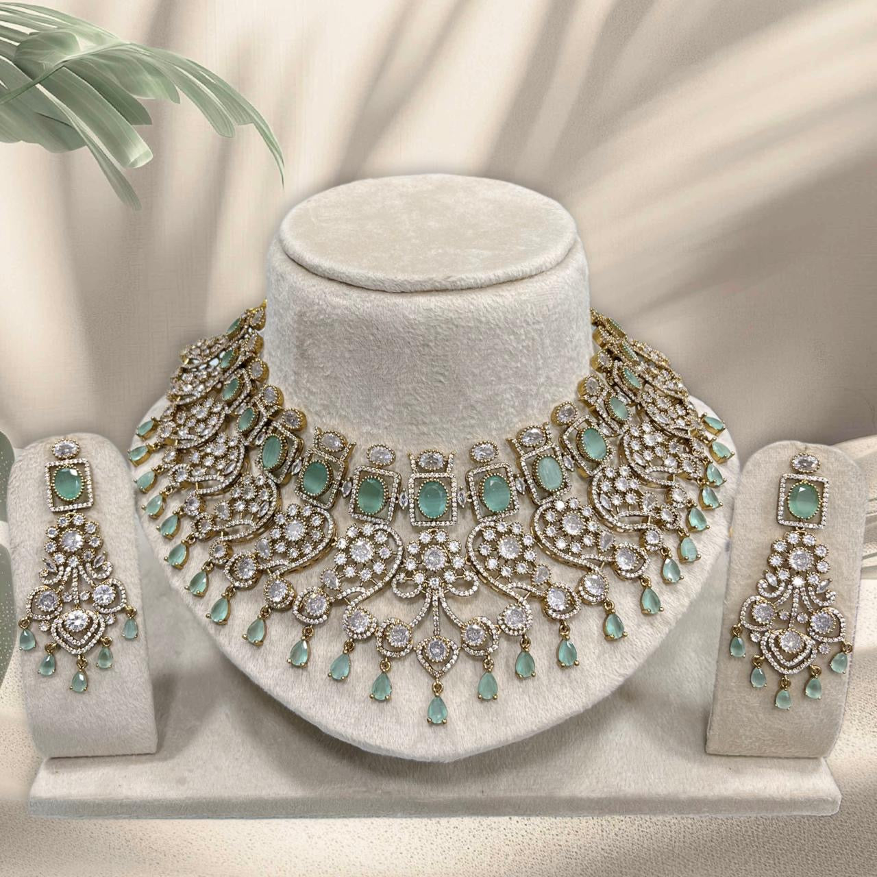 Victorian Polish with AD Stones Bridal Neck Set