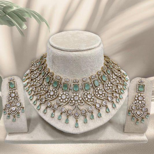 Victorian Polish with AD Stones Bridal Neck Set