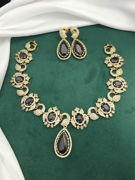 Victorian Polish AD Stones Necklace - Nakshatra Jewels