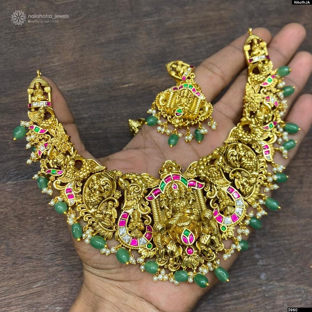 Nakshi Work with Kundan Stones Bridal Necklace
