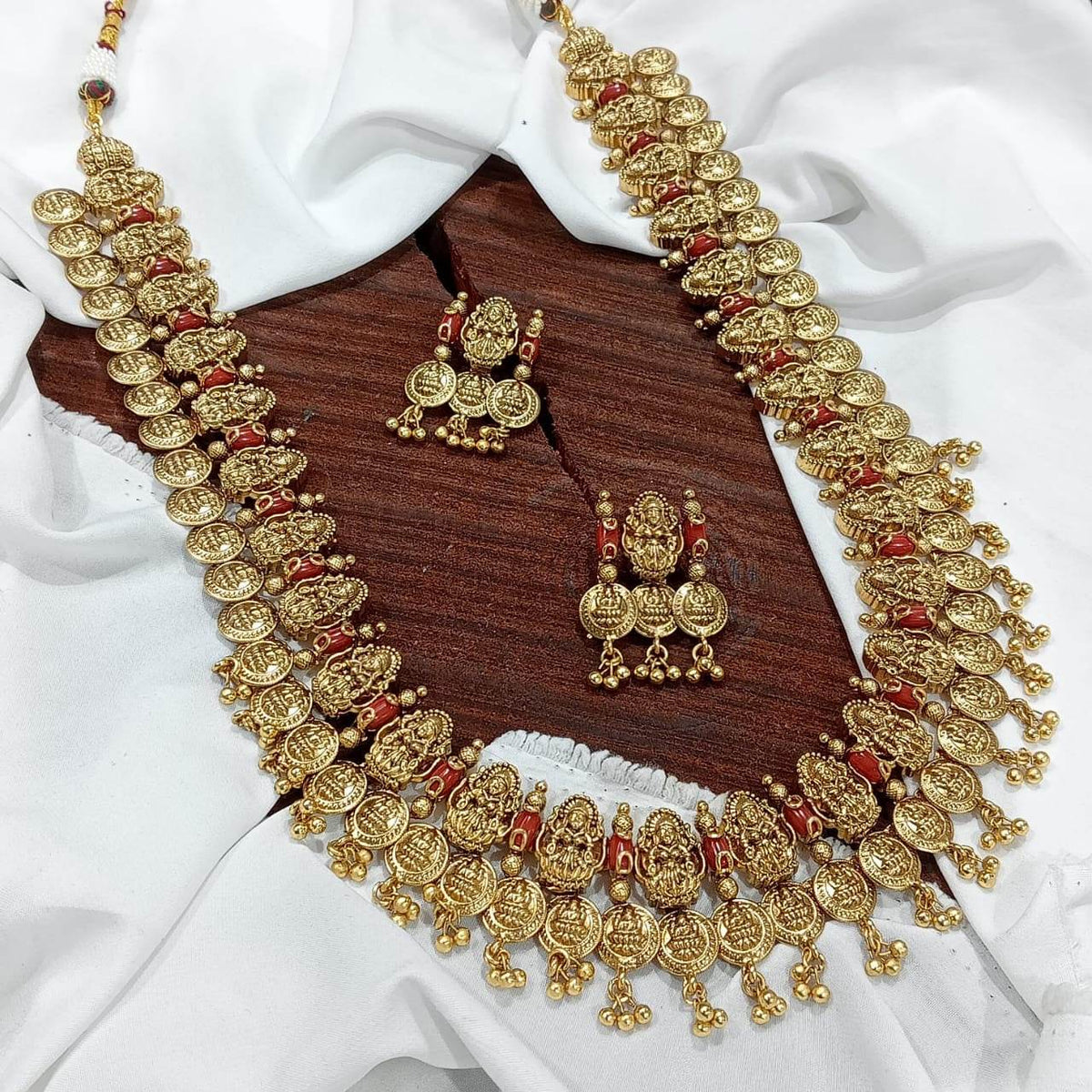 Nagasi Work with Coral Beads Studded Haram