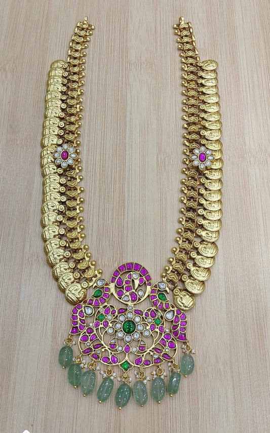 Premium Kaasu Mala With Jaadu Kundan Stones Pendent