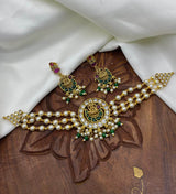 Premium Matt with Kempu Stones Choker - Nakshatra Jewels