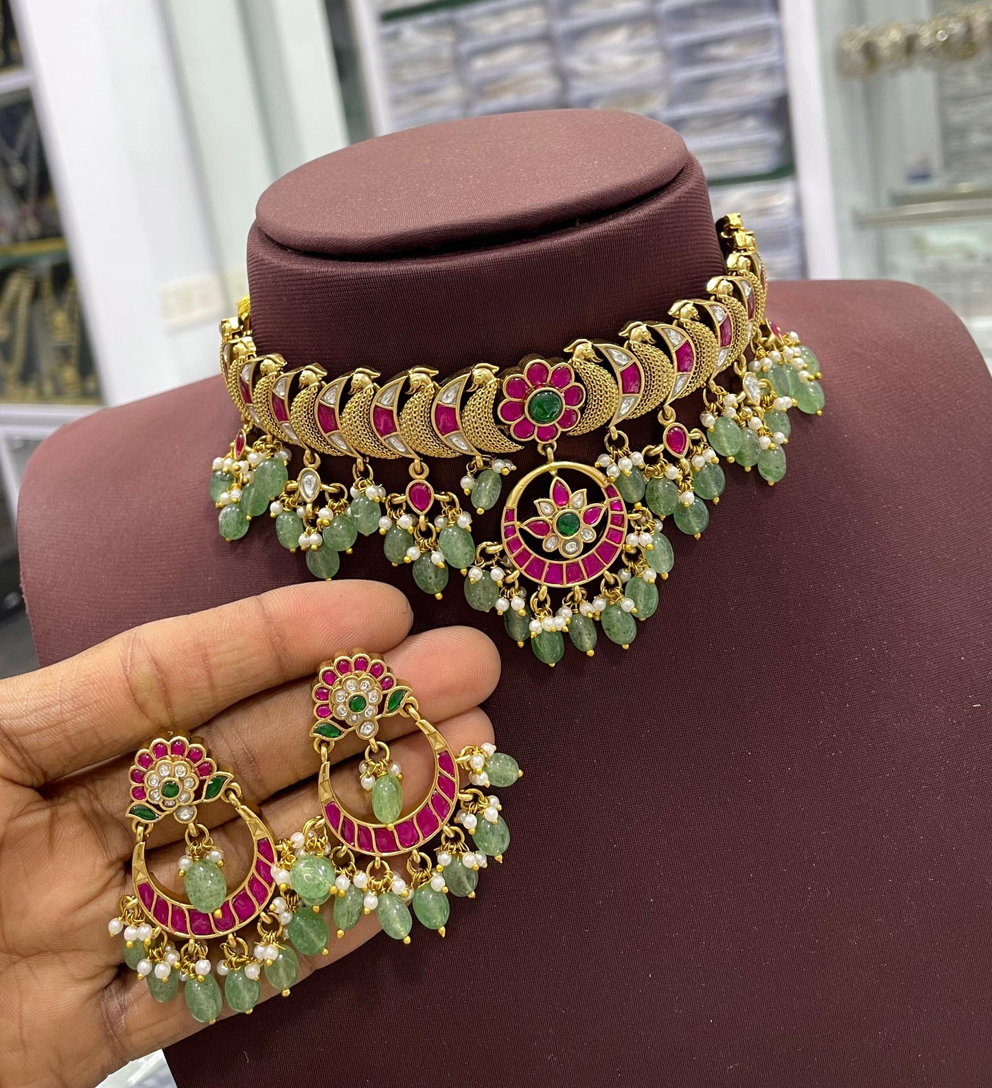 Nakshi work with Kundan Stones Choker