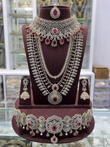 American Diamond Stones Bridal Combo Set - Nakshatra Jewels