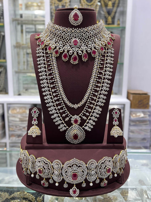 American Diamond Stones Bridal Combo Set - Nakshatra Jewels