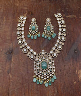 Victorian Polish Moissanite Stones Bridal Necklace - Nakshatra Jewels