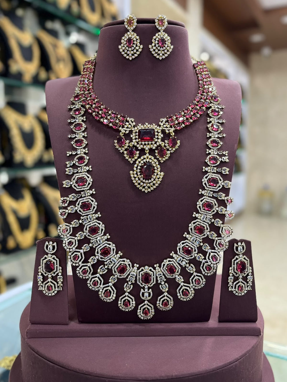 Victorian Polish with AD Stones Bridal combo Set