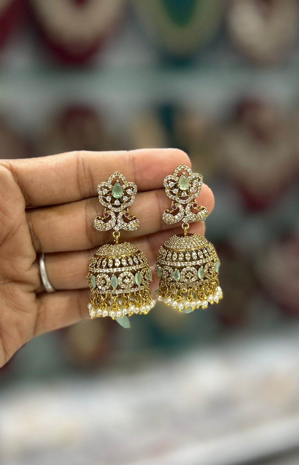 Victorian Polish AD Stones Earrings - Nakshatra Jewels
