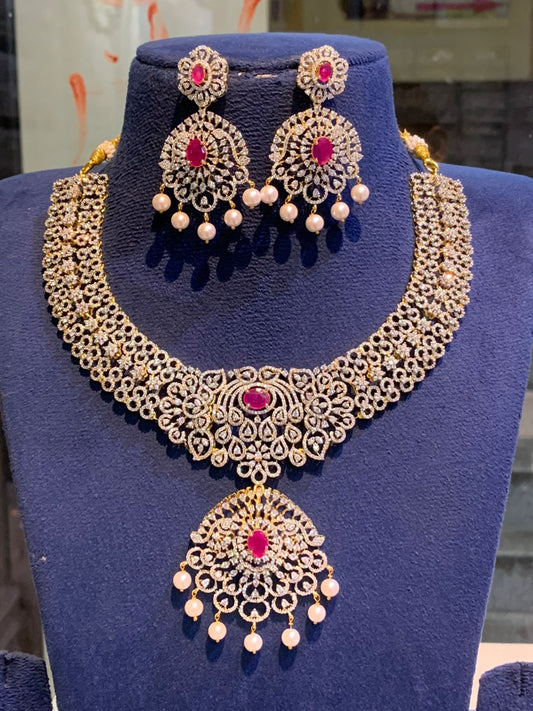 American Diamond Stones Bridal Necklace