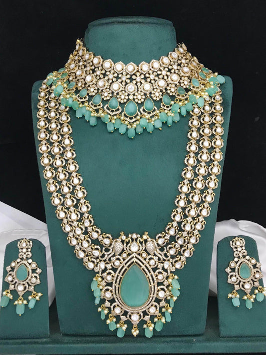 Moissanite Stones Bridal Combo Set - Nakshatra Jewels