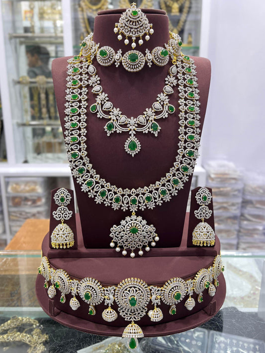 American Diamond Stones Bridal Combo Set - Nakshatra Jewels