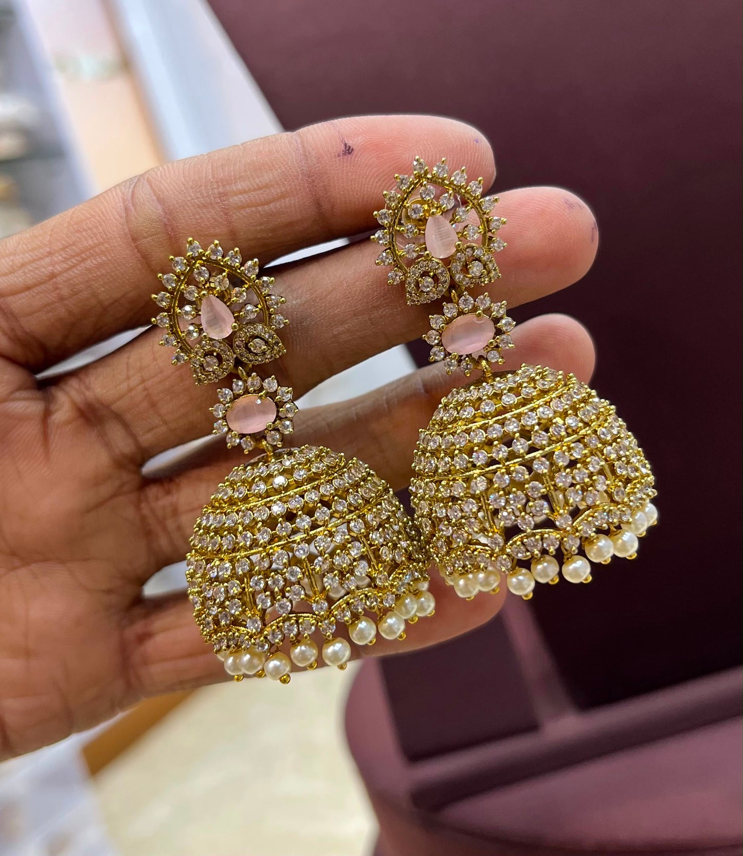 Victorian Polish AD Stone Earrings