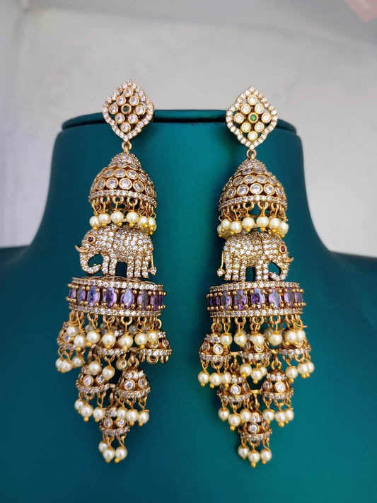 Victorian Polish AD Stones Earrings - Nakshatra Jewels