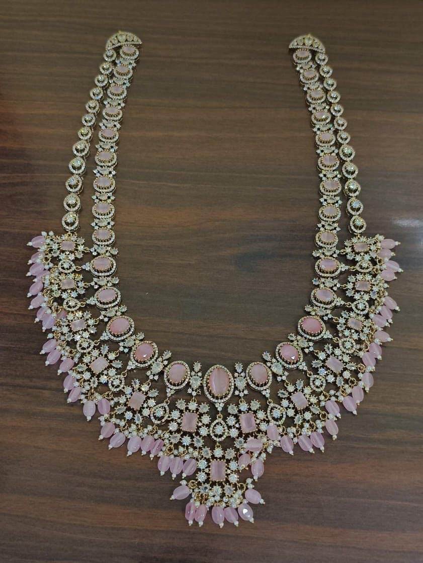 Victorian Polish with AD Stones Haram - Nakshatra Jewels