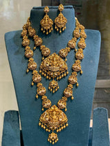 Nakshi Work with AD Stones Bridal Combo Set (Gold Replica) - Nakshatra Jewels