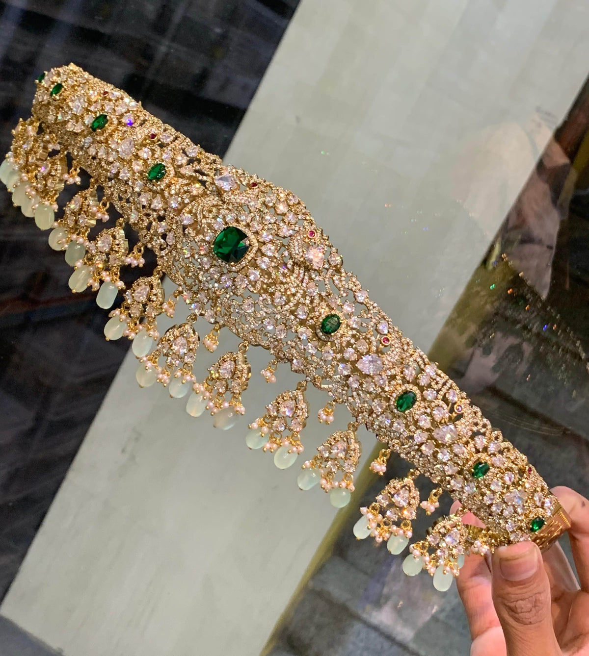 Victorian Polish AD Stones Bridal Hip Belt