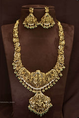 Nakshi Work with Kempu Stones Bridal Haram - Nakshatra Jewels