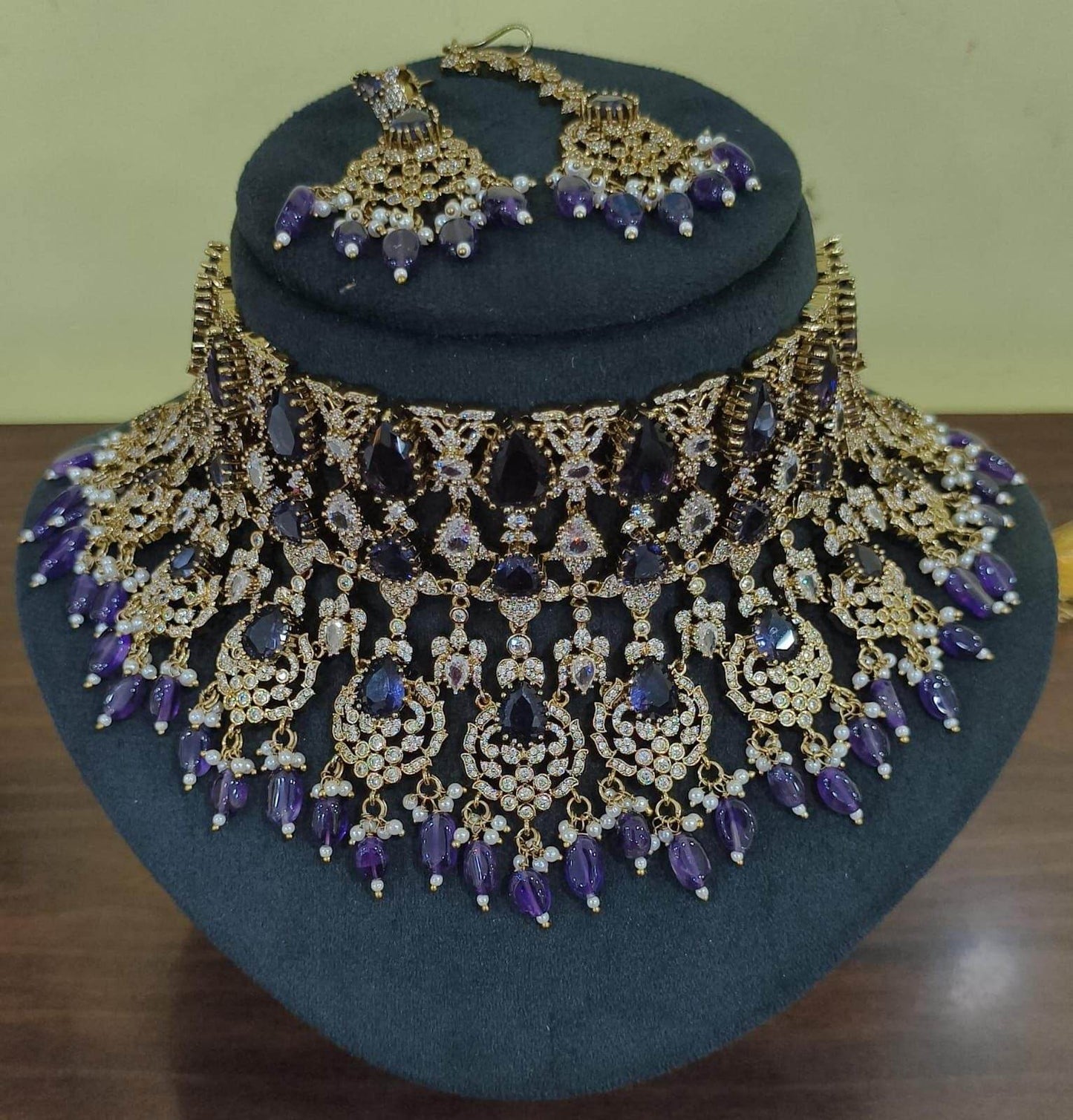Victorian Polish with AD Stones Bridal Choker - Nakshatra Jewels