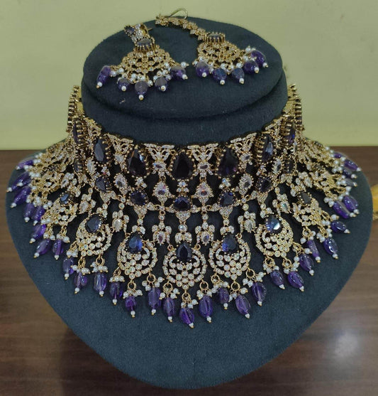 Victorian Polish with AD Stones Bridal Choker - Nakshatra Jewels