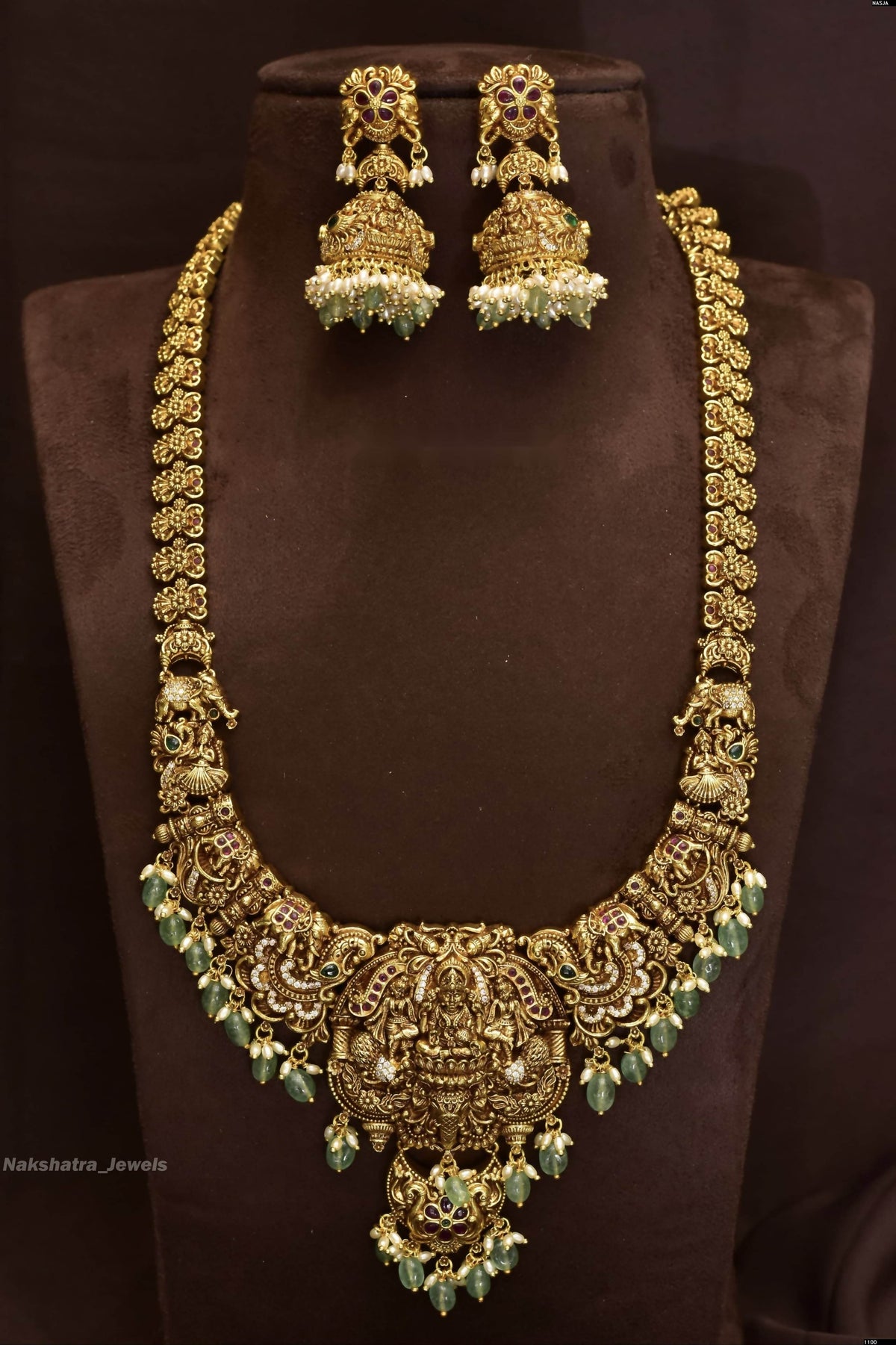 Nakshi Work with Kempu Stones Bridal Haram