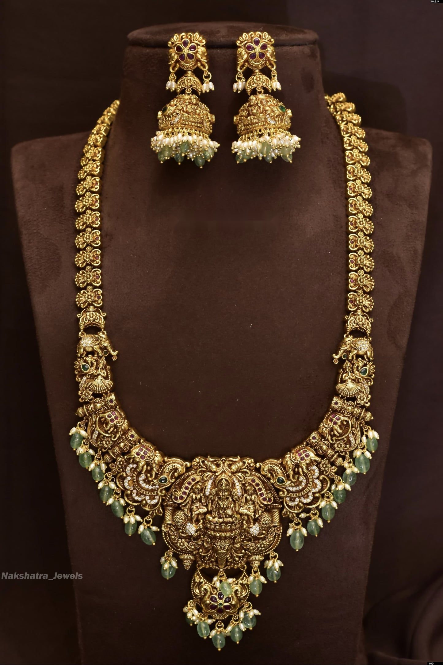 Nakshi Work with Kempu Stones Bridal Haram