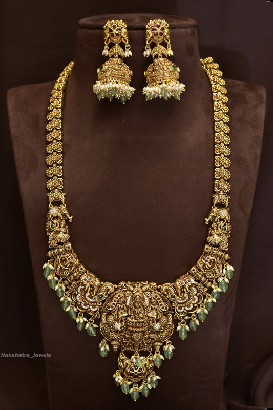 Nakshi Work with Kempu Stones Bridal Haram