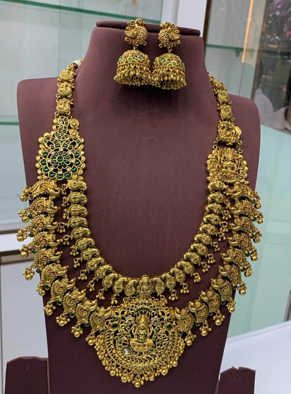 Nakshi Work with Kempu Stones Bridal Haram