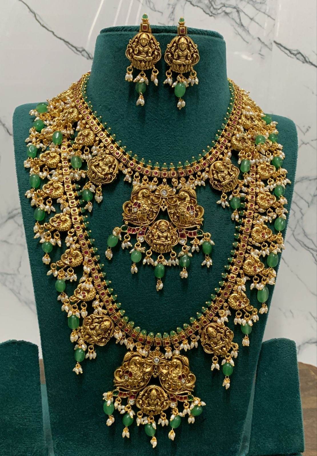 Nakshi Work with Kempu Stones Bridal Combo
