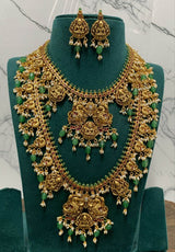Nakshi Work with Kempu Stones Bridal Combo - Nakshatra Jewels