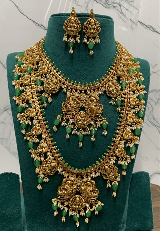 Nakshi Work with Kempu Stones Bridal Combo