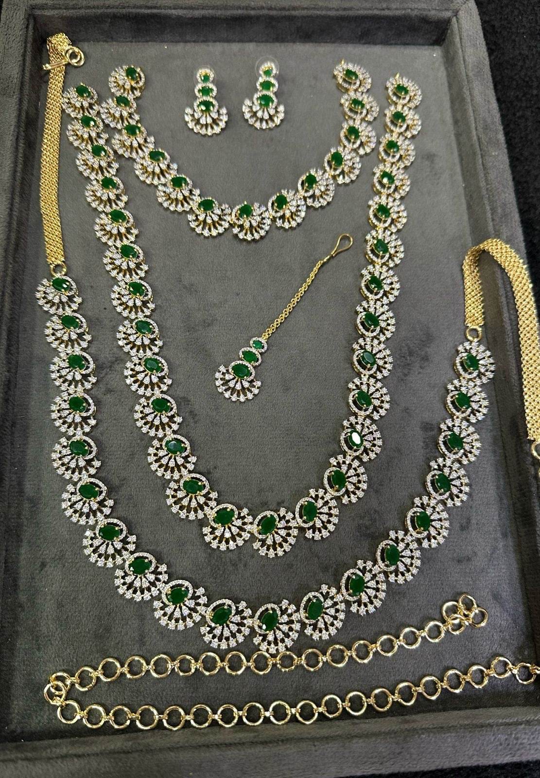 American Diamond Stones Bridal Combo Set - Nakshatra Jewels
