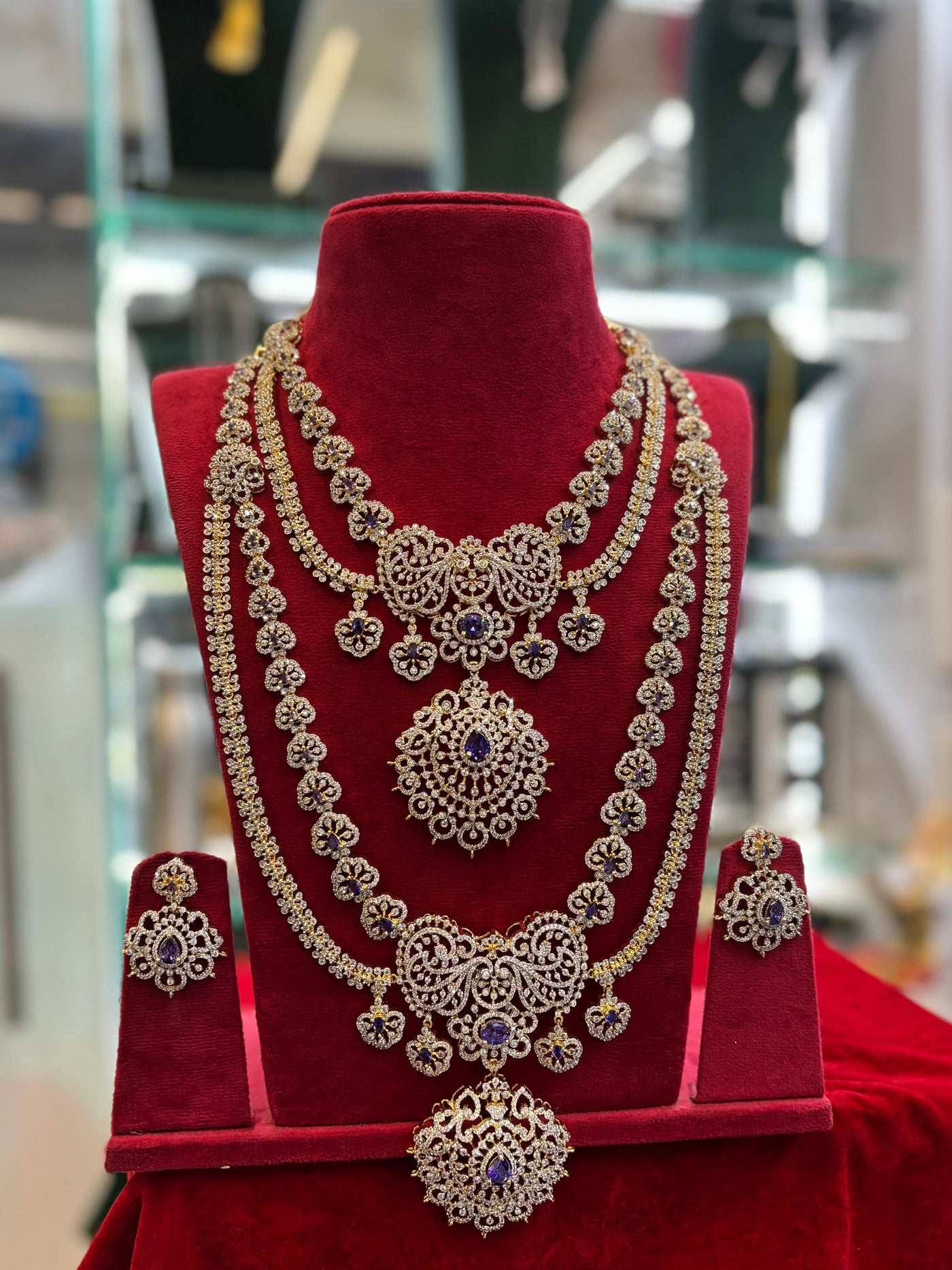 American Diamond Stones Bridal Layer Combo Set