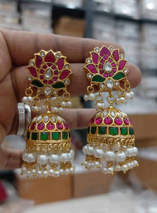 Jaadu Kundan Stones Bridal Earrings