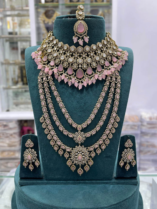 Victorian Polish with Moissanite Stones Bridal Combo - Nakshatra Jewels