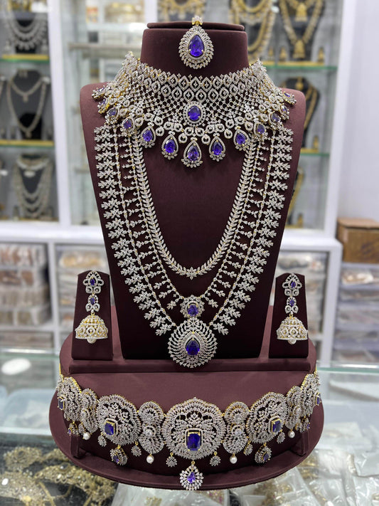 American Diamond Stones Bridal Combo Set - Nakshatra Jewels
