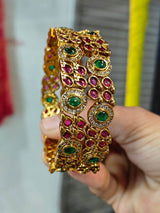 Premium Matt with AD & Kempu Stones Bangles - Nakshatra Jewels