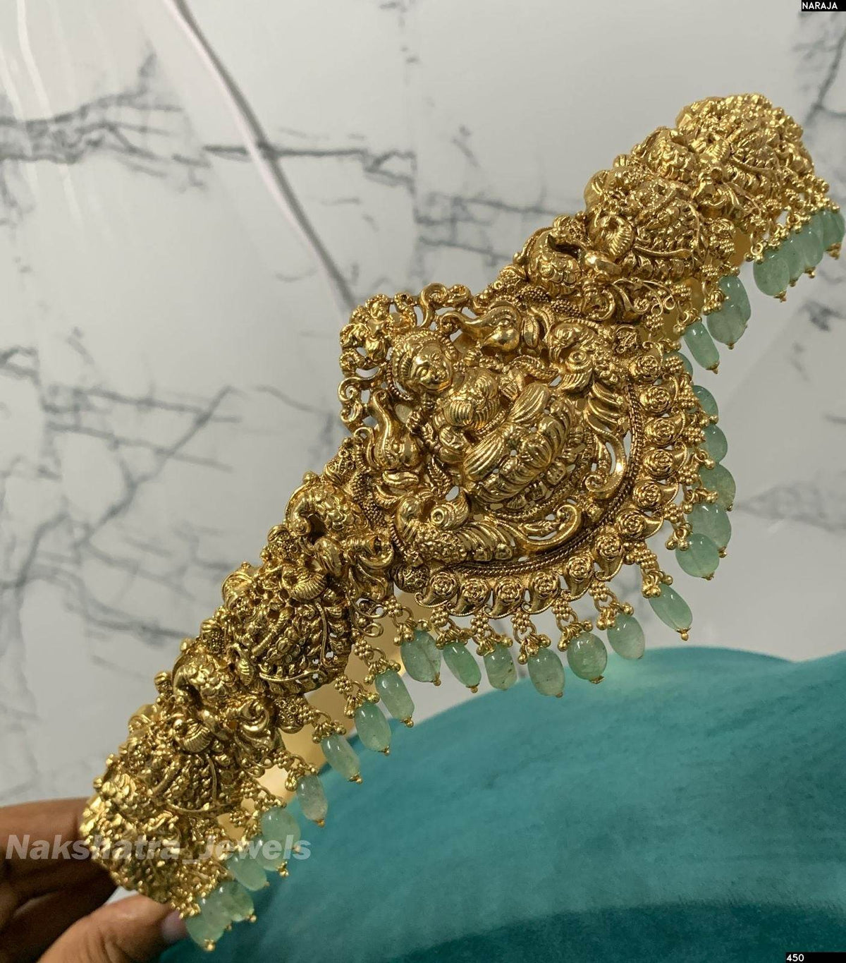 Nakshi Work with AD & Kempu Stones Bridal Hip Belt