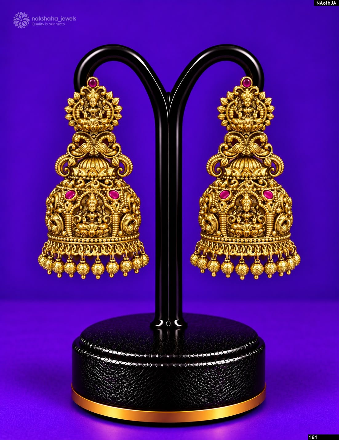 Nakshi Work with Kempu Stones Earrings