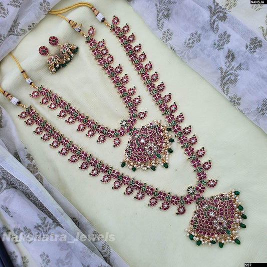 Nagasi Work with Kempu Stones Bridal Combo Set