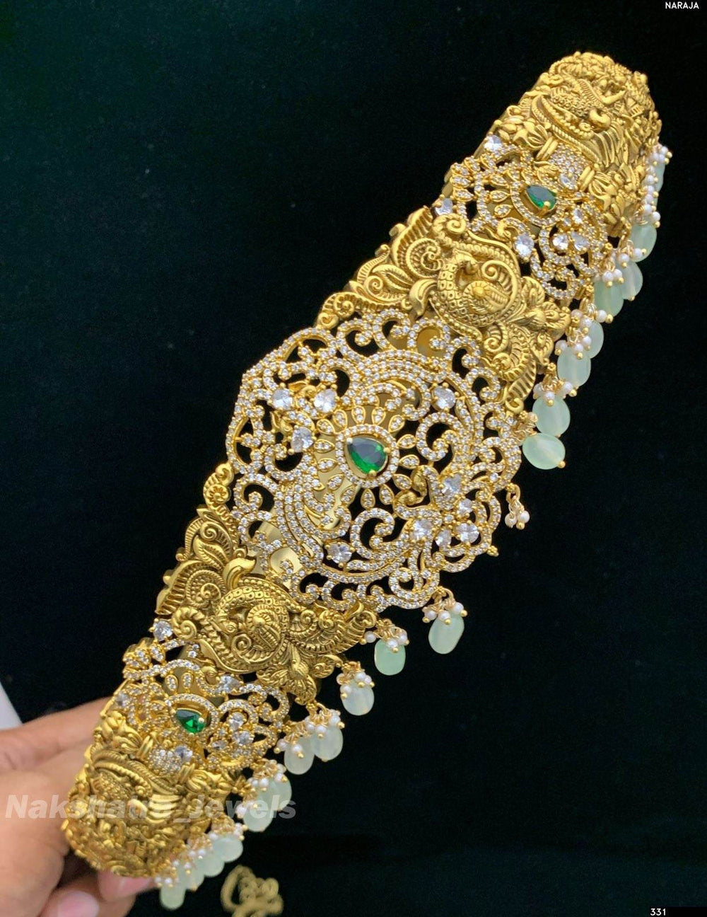 Nakshi work with AD Stones Bridal Hip Belt - Nakshatra Jewels