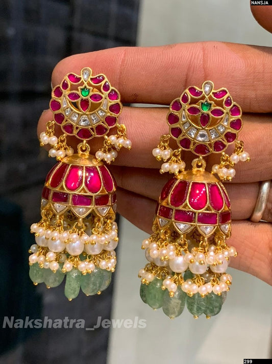 Jaadu Kundan Stones Bridal Earrings