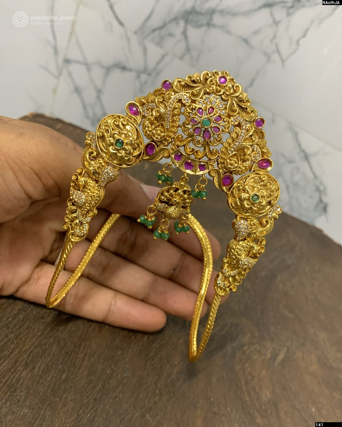 Nakshi Work with Kempu Stones Bridal Vanki