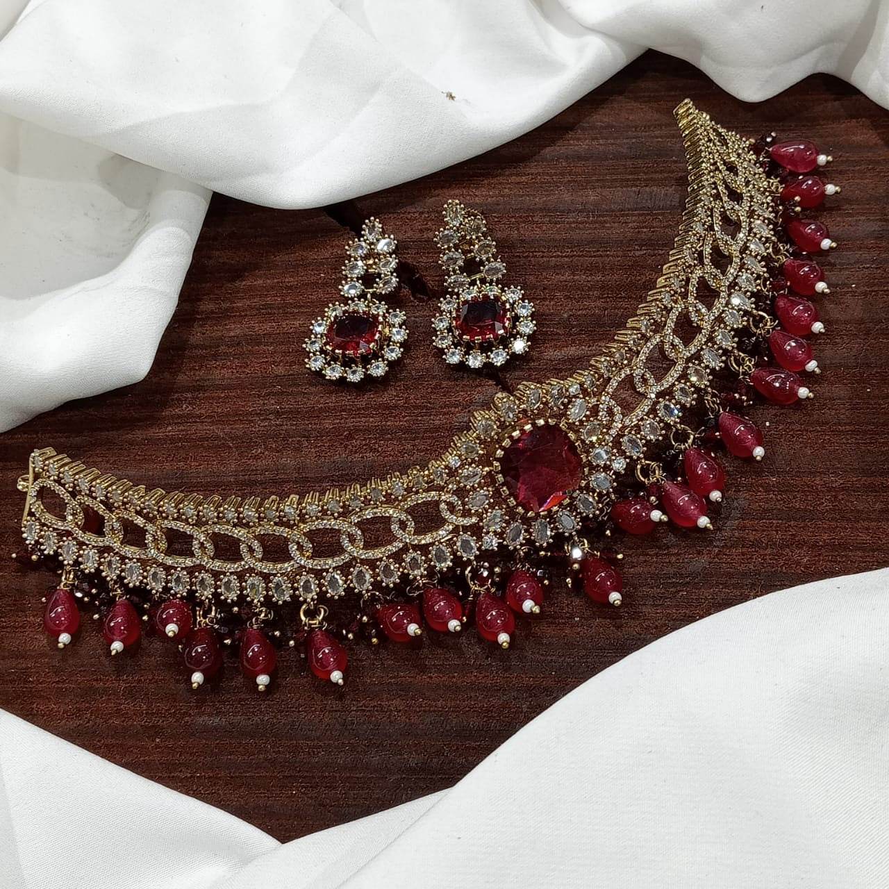 Victorian Polish with AD Stones Choker - Nakshatra Jewels