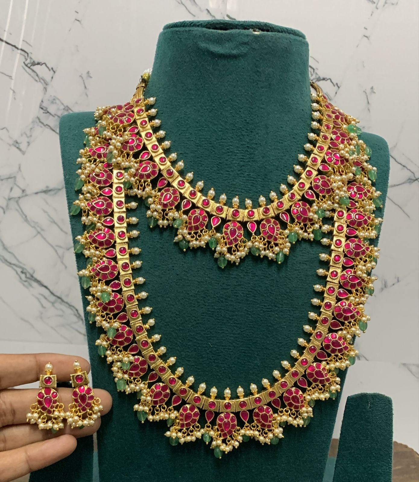 Jaadu Kundan Stones Bridal Combo set