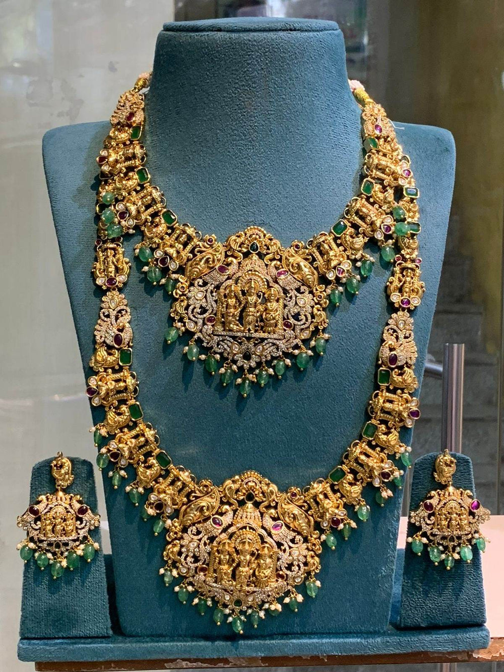 Nakshi Work with AD Stones Bridal Combo Set - Nakshatra Jewels